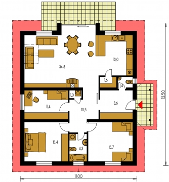 Floor plan of ground floor - BUNGALOW 15